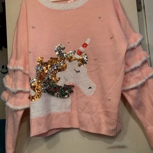 NWT Pink Unicorn Sweater Size XL